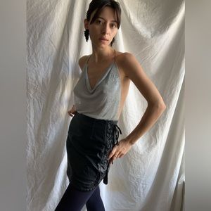 Vegan Leather Pleather Moto Lace up mini  Skirt